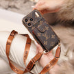 Designer-Inspired Monogram iPhone Case with Crossbody Strap & Wallet Pocket