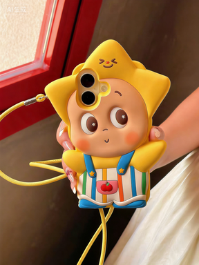 LuckyStar Cartoon Silikon iPhone-fodral – Söt Star Baby med Crossbody-rem