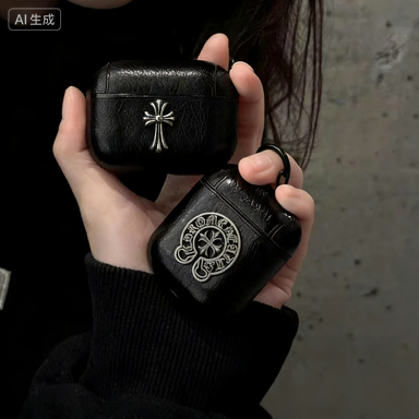 Chrome Hearts 가죽 AirPods 케이스 – 고딕 스타일, 일상 보호