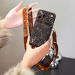 Designer-Inspired Monogram iPhone Case with Detachable Strap & Wallet Pocket