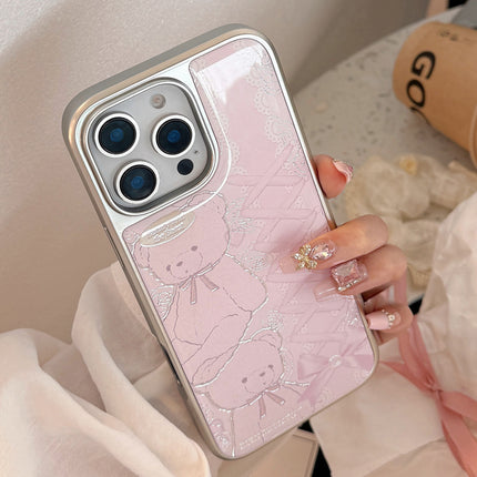 דוב תחרה מוזהב Apple 16promax case לטלפון נייד iphone17 Epoxy 15 Electroplating sweet 14 עבור Huawei