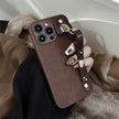 Applicable to iPhone15 iPhone case 14Pro max retro leather wristband 11 premium ins moon pit pattern 13