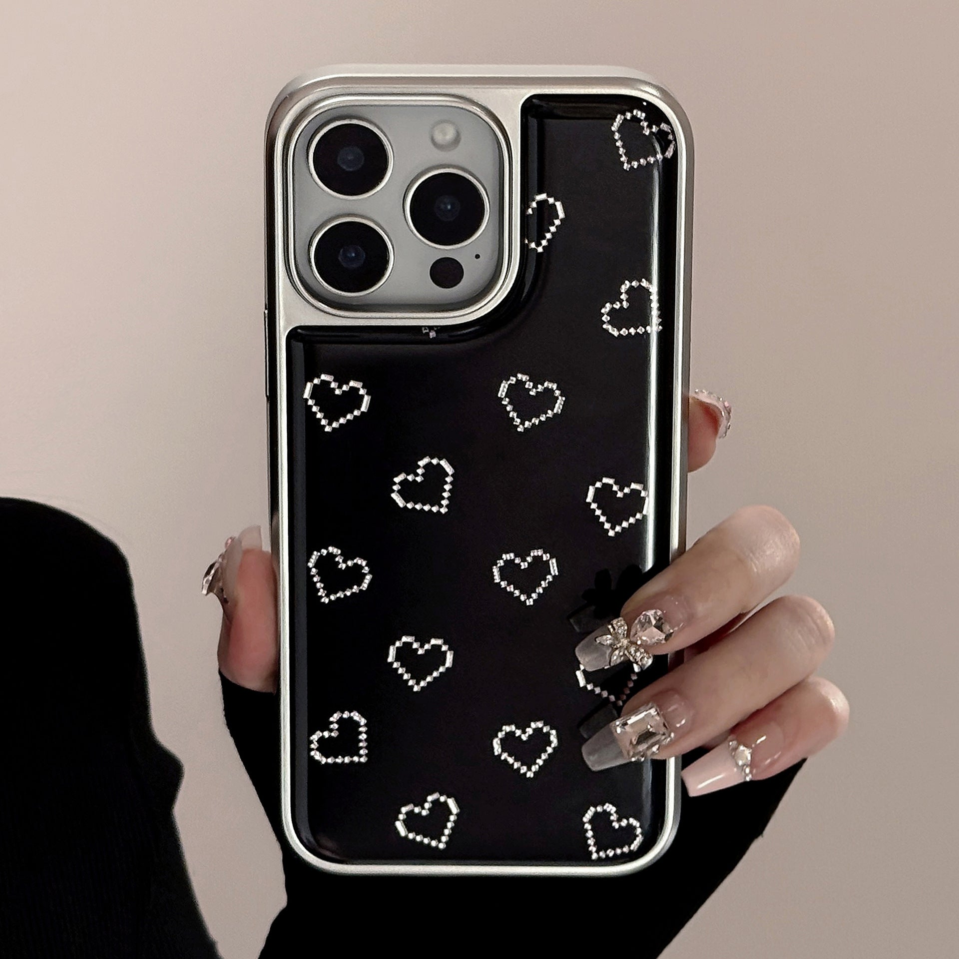 金メッキは Apple 16 プロマックス携帯電話ケース iPhone 17 エポキシシンプルスモールラブ 13 電気メッキ 14 落下防止に適しています。