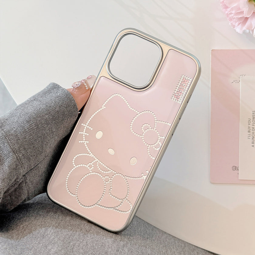 金箔 iphone 16 携帯電話ケース 15 プロマックスピンク漫画猫 14 アップル 13 エポキシ 17 Huawei 社
