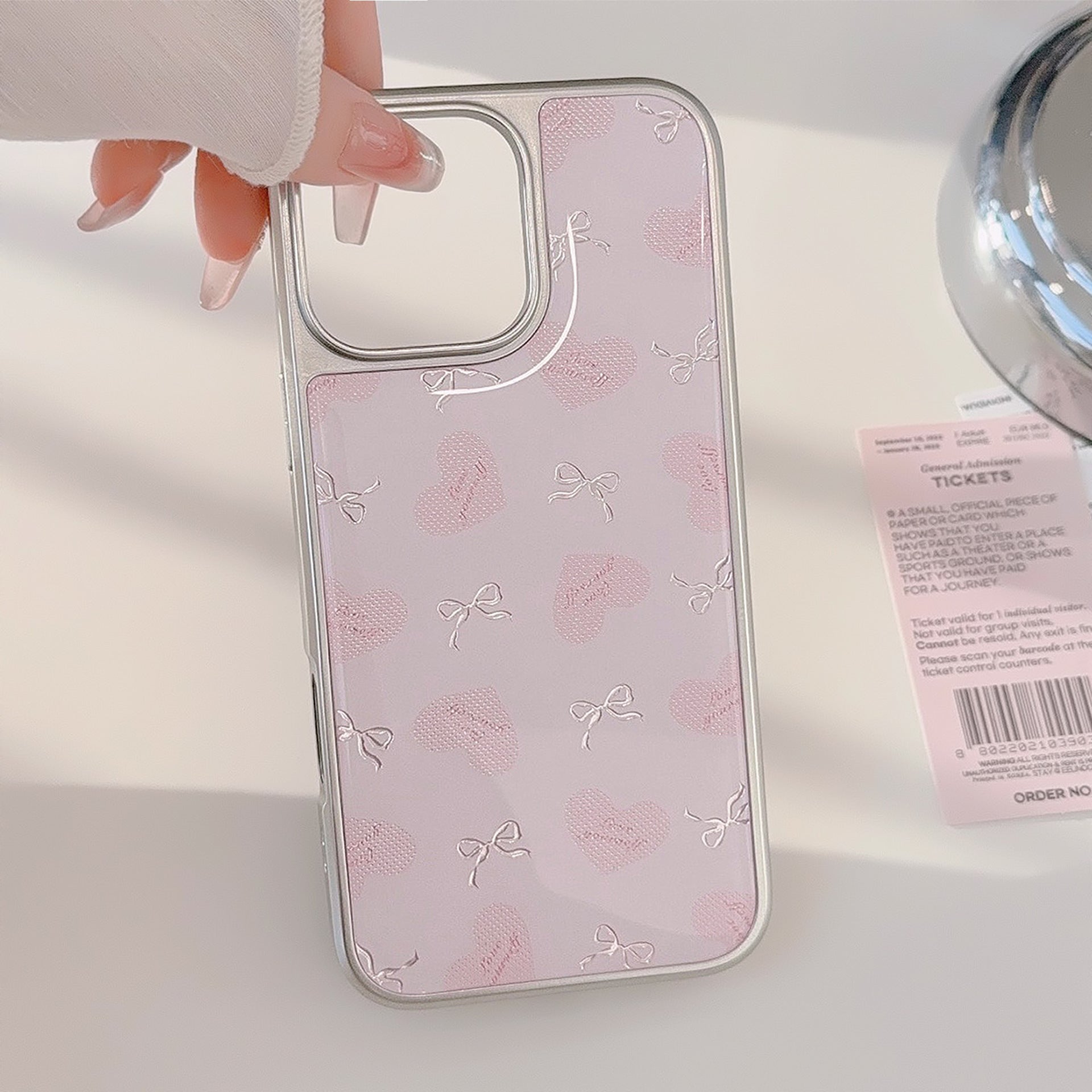Gilt Apple 16promax mobile phone case iphone17 love bow 14/13 electroplating suitable for Huawei P70