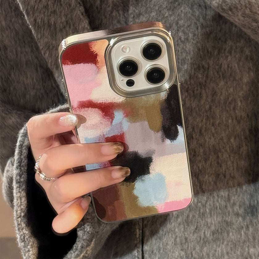 Art Contrast Color Splicing Apple 16 Mobiltelefonfodral 17 pro max Läder 15 Lämplig för iPhone 13 Galvanisering 14 Advanced