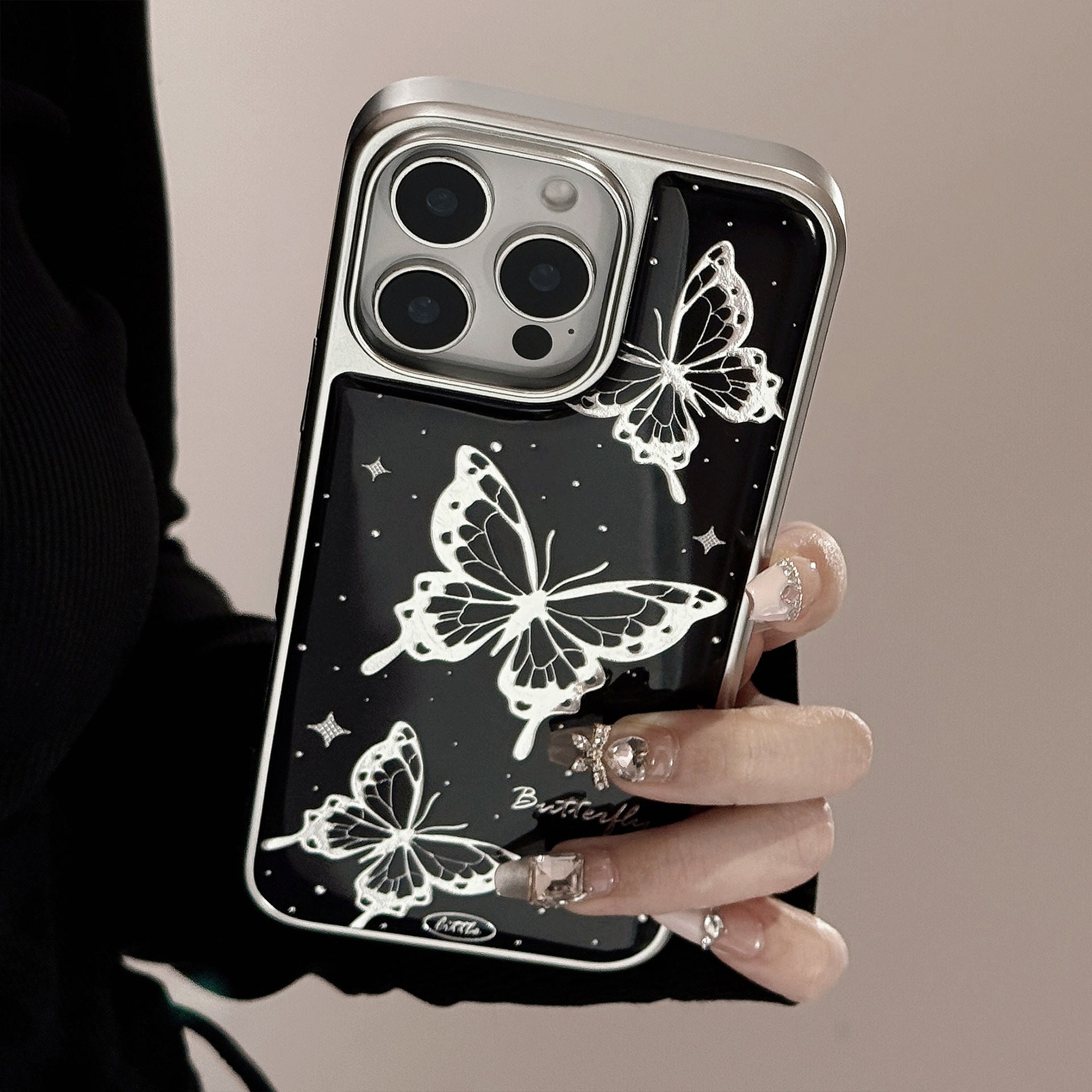 Kullattu iphone 16 epoksikotelo Apple 15 Pro Max matkapuhelinkotelo 14 Dark Wind Butterfly 17 sopii Huaweille