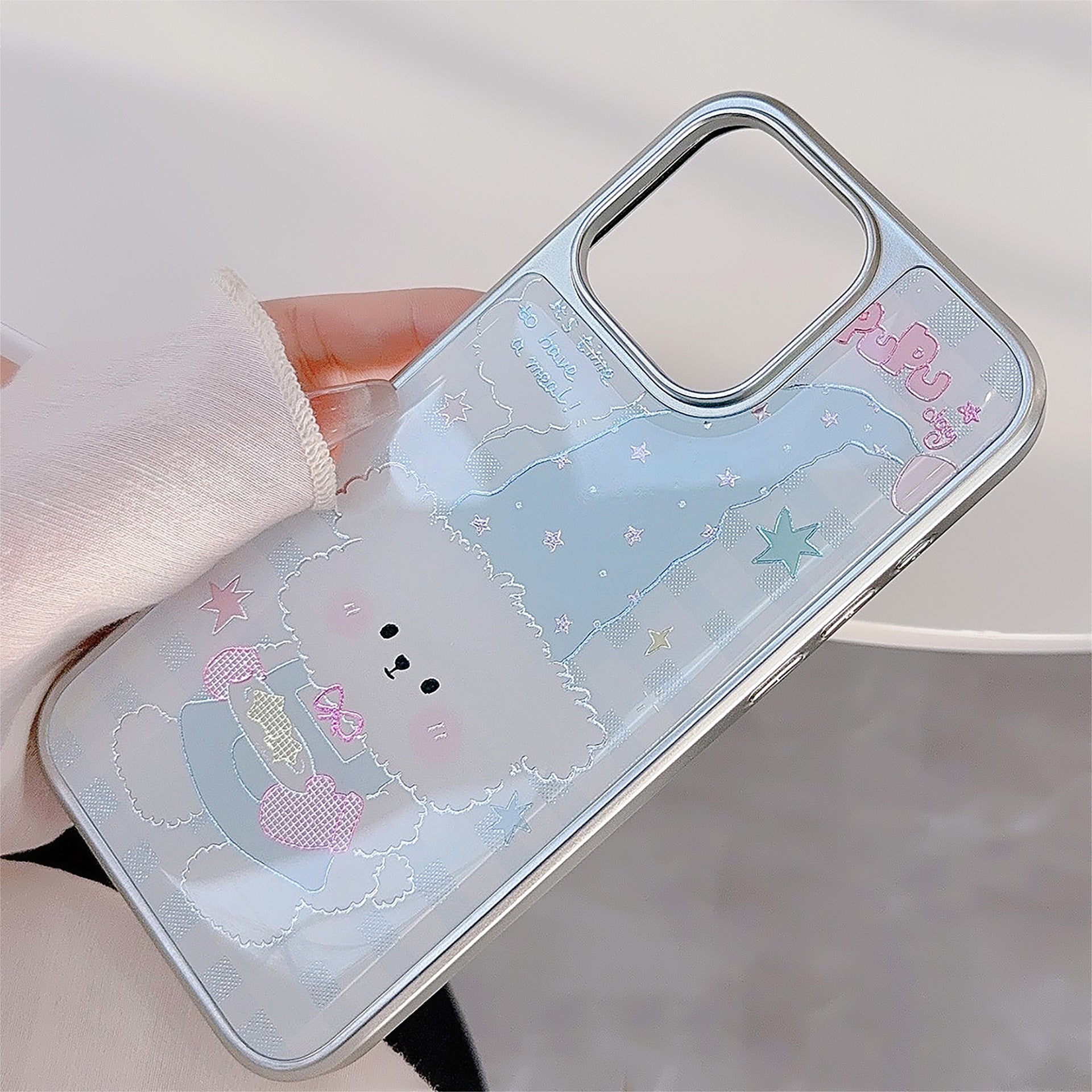 Kullattu iphone16 matkapuhelinkotelo 15promax ruudullinen sarjakuva pentu 14 Apple 13 Epoxy 17 Huaweille