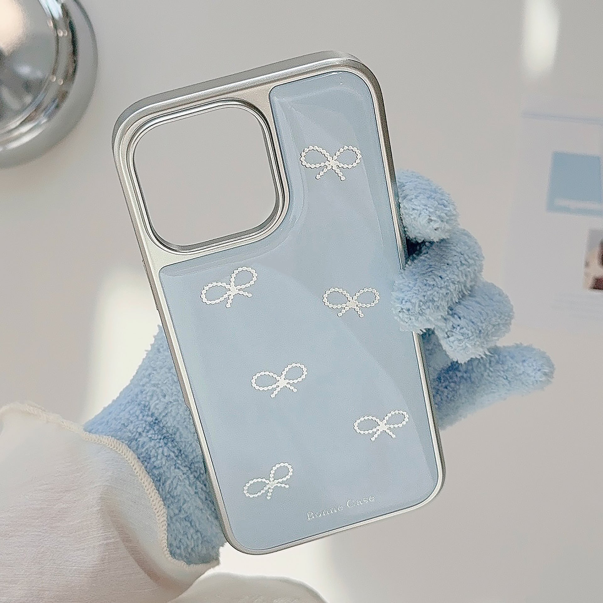 금박 블루 보우 16pro max 휴대폰 케이스 iphone15 에폭시 17 Huawei P70pro 하드에 적합