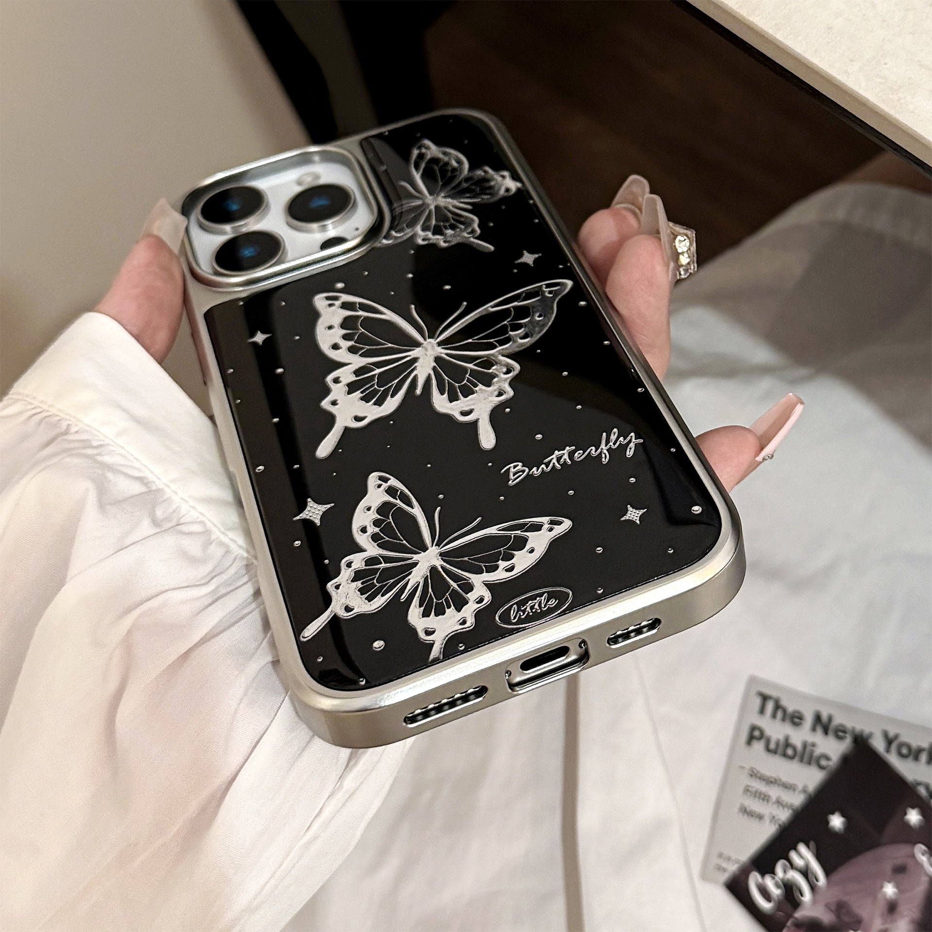 Kullattu iphone 16 epoksikotelo Apple 15 Pro Max matkapuhelinkotelo 14 Dark Wind Butterfly 17 sopii Huaweille