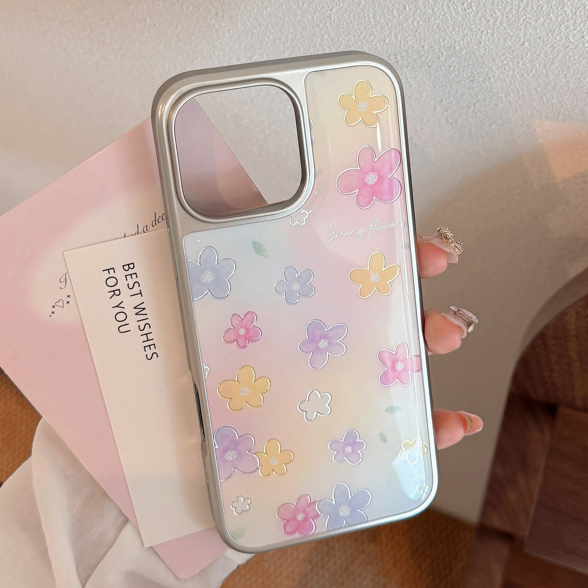 Gilt Epoxy 17 Apple 16Pro Max mobiltelefonfodral iphone 15 smudge flower 14 lämplig för Huawei mate 70