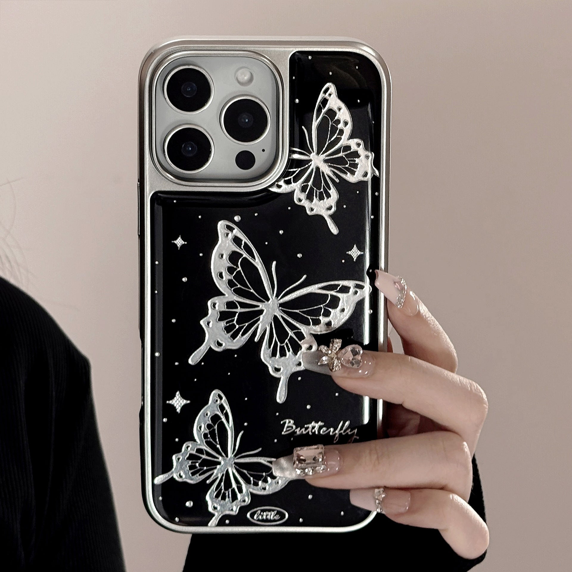 Kullattu iphone 16 epoksikotelo Apple 15 Pro Max matkapuhelinkotelo 14 Dark Wind Butterfly 17 sopii Huaweille