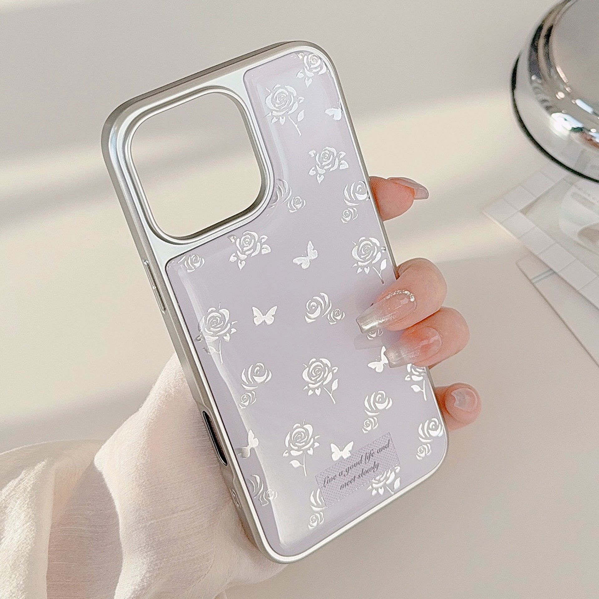 Kullattu ruusuperhonen 16 apple 17 pro max matkapuhelinkuorelle iphone 14 Epoksi 13 lempeä 15