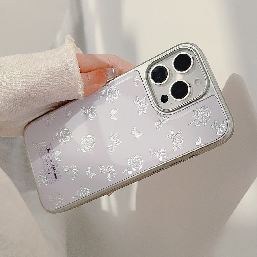 Kullattu ruusuperhonen 16 apple 17 pro max matkapuhelinkuorelle iphone 14 Epoksi 13 lempeä 15