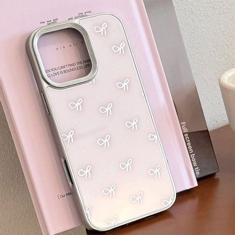 Gilt ins bow apple 16 mobile phone case for iPhone15 anti-drop 17pro max glass 14 sweet