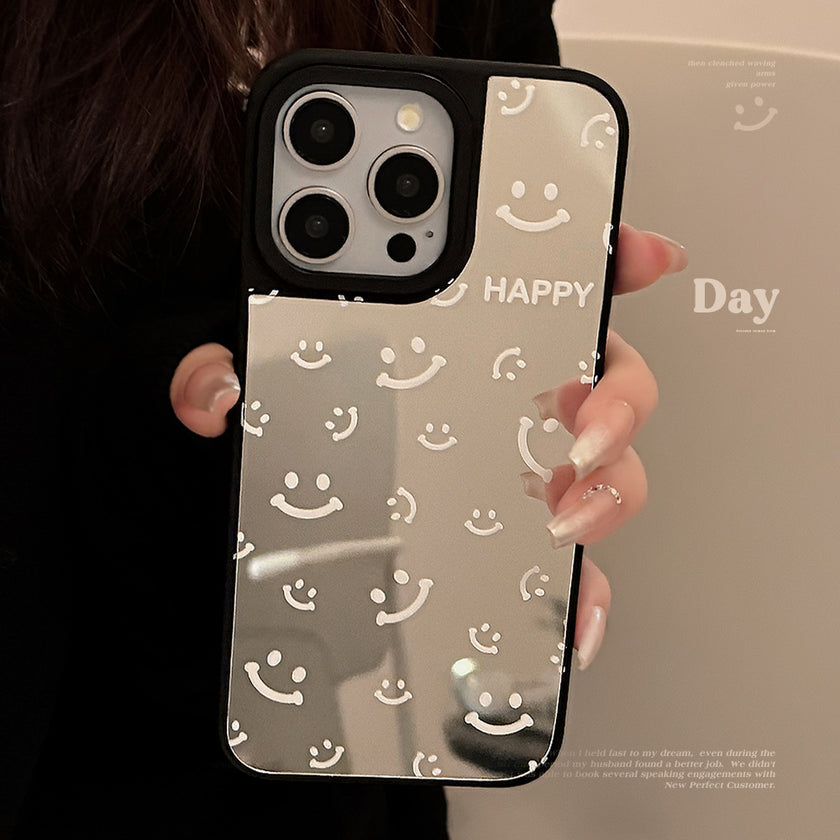 Applicable to Apple 16Pro mobile phone case max mirror smile full screen iphone15 minimalist 13 anti-drop 17 niche hard