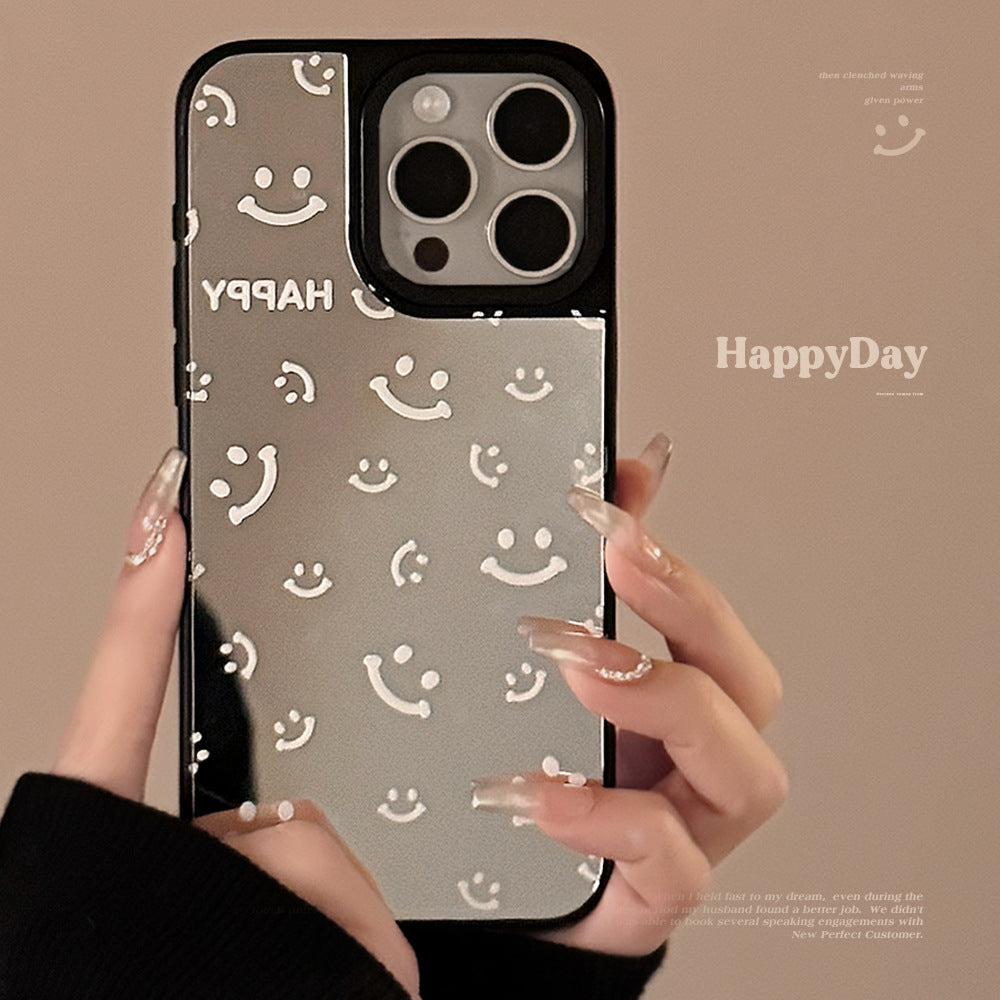Applicable to Apple 16Pro mobile phone case max mirror smile full screen iphone15 minimalist 13 anti-drop 17 niche hard