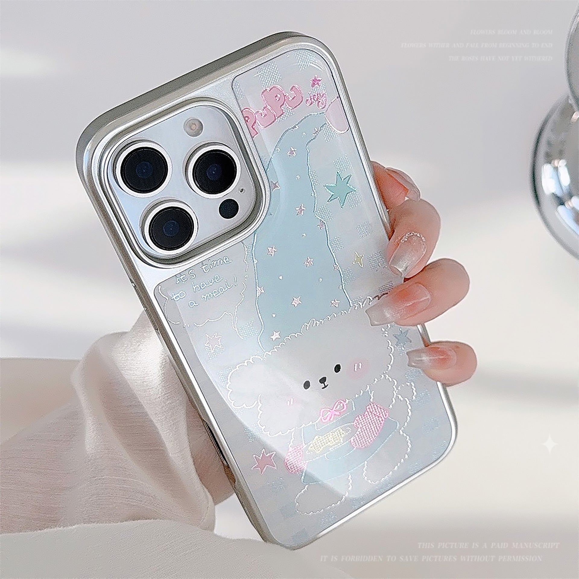 Kullattu iphone16 matkapuhelinkotelo 15promax ruudullinen sarjakuva pentu 14 Apple 13 Epoxy 17 Huaweille