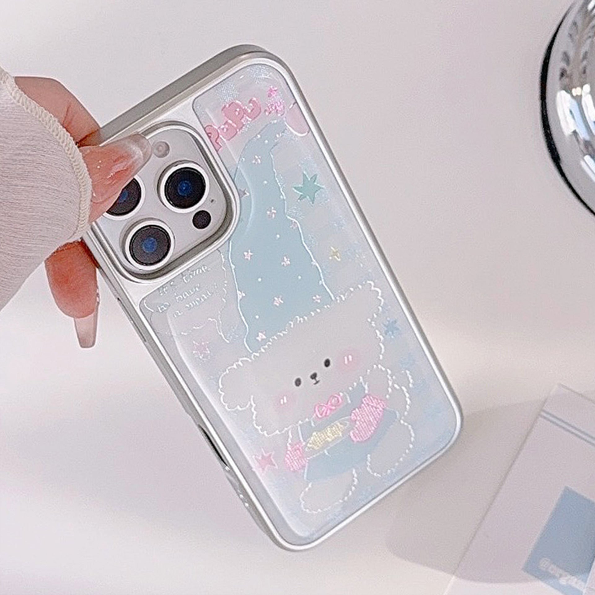 Kullattu iphone16 matkapuhelinkotelo 15promax ruudullinen sarjakuva pentu 14 Apple 13 Epoxy 17 Huaweille